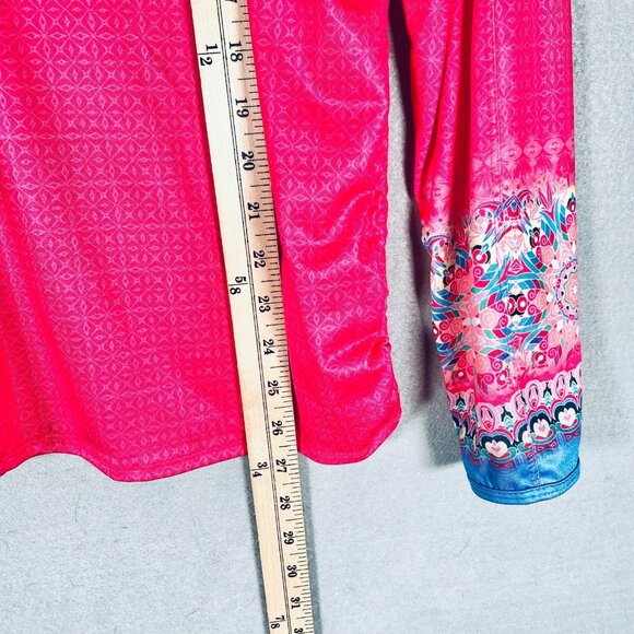 Lucky In Love Shirt Womens L Hot Pink Long Sleeve Pullover Tennis UPF 50 - Picture 12 of 14